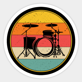 Drummer Retro Style Drum Player Sticker